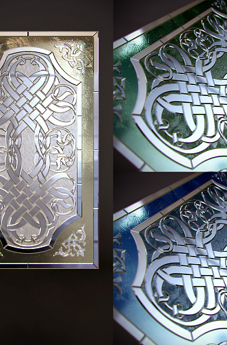 European-style Stretch Window Printed Carved Glass Window Door 3d model