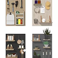 Stylish Wall Decor Designs Featuring Pegboard Shelves Hanging Utensils And Green Plants Storage