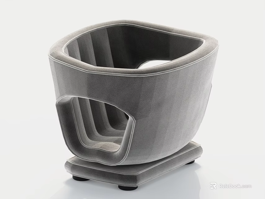 Modern Gray Upholstered Armchair With Unique Design 3d model 