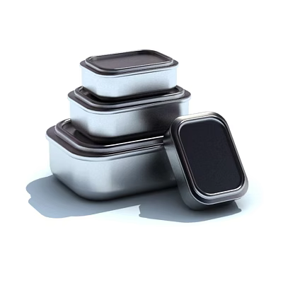 Stainless Steel Kitchen Food Storage Containers Stackable Set With Lids And Durable Design 3d model
