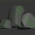 Three Irregular Wooden Stone Decorative Ornaments Featuring Green Gray Textures