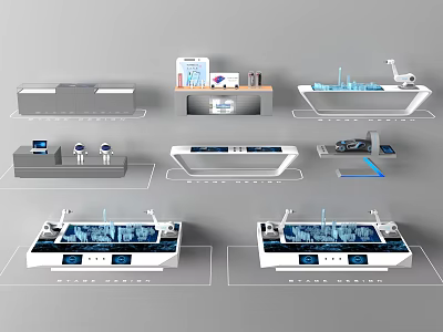 Modern Display Cabinets and Shelves With Multiple Styles for Retail Exhibition Spaces 3d model