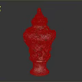 Artistic Sculpted Porcelain Urn with Intricate Colorful Floral Carvings and Ornate Top Decoration