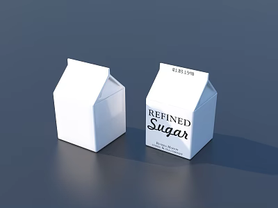 Minimalist Refined Sugar Boxes With White Blank And Labeled Packaging Design 3d model