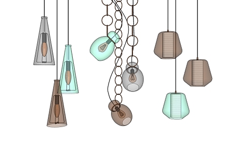 Modern chandelier glass small chandelier combination 3d model