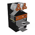 Black and Orange Kitchen Appliance with Transparent Lid and Metal Tray for Food Sealing