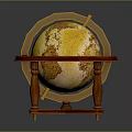 Vintage Decorative Globe With Wooden Stand And Detailed Earth Sphere