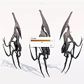 Slender Multi limbed Alien like Game and Movie Character With Long Beak and Extended Limbs