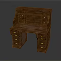 Traditional Solid Wood Writing Desk With Multiple Drawers And Hutch Storage Top