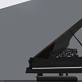 Elegant Black Grand Piano With Intricate Carved Design And Matching Stool In Bright Room