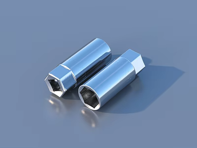 Chrome Plated Socket Wrenches as Household Tools with Shiny Surface for DIY Repairs 3d model