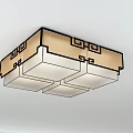Traditional Chinese Style Square And Round Ceiling Lights With Geometric Pattern Borders 3d model