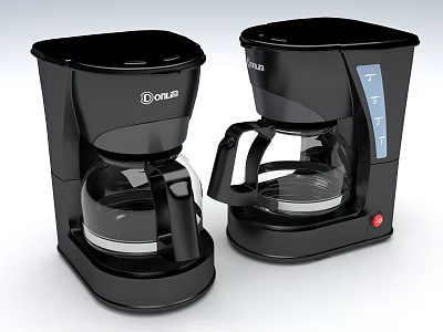 Modern Kitchen Appliances Two Black Drip Coffee Makers With Glass Carafes 3d model