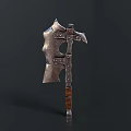 Medieval Iron Axe With Riveted Metal Blade And Wooden Handle Design