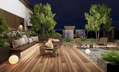 Roof Garden Modern Garden 3d model