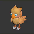 Cute Yellow Bird 3D Cartoon Character With Blue Eyes Orange Feathers And White Claws