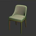 Modern Beige Upholstered Chair With Wooden Legs And Curved Backrest Design