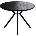 Modern Black Round Coffee Table With Radial Slat Top And Sturdy Sleek Metal Legs