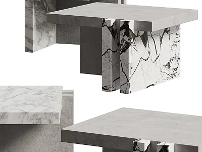 Elegant Modern Coffee Table With Marble Surface And Unique Geometric Base Design 3d model