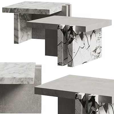 Elegant Modern Coffee Table With Marble Surface And Unique Geometric Base Design 3d model