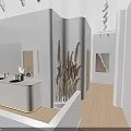 Modern Beauty Hair Salon Interior with Light Wooden Flooring Reception Desk Styling Chairs and Workstations