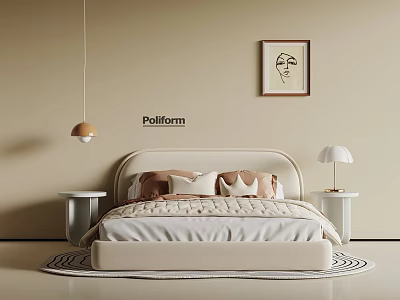 Kids Room Interior Design With Beige Walls Framed Art White Bed Pillows And Table Lamps 3d model