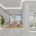Spacious Bright Modern Hospital Outpatient Clinic Lobby With White Interior Green Plants And Glass Windows