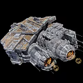 Sci Fi Spaceship Model With Detailed Mechanical Structure And Glowing Engines 3d model
