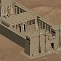 Ancient Egyptian Temple Model With Pylons Columns And Sandy Courtyard 3d model