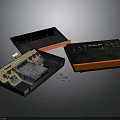 Disassembled Electronic Device With Black Orange Casing Circuit Board Knobs And Screws 3d model