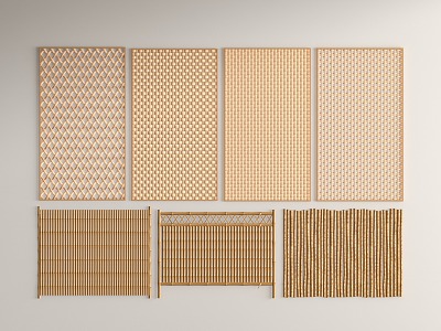 Decorative rattan partition screen combination rattan bamboo mat woven modeling wall partition screen fence combination 3d model