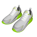 White and Neon Green Lightweight Sports Sneakers with Breathable Mesh and Sporty Design
