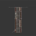 Industrial Platform Structure With Tall Poles Suspended Cables And Metal Tracks