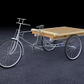 Vintage Style Cargo Tricycle With Wooden Flatbed And Metal Frame