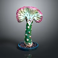 Unique Cactus Plant with Fan Shaped Pink Edged Leaves in Blue Pot