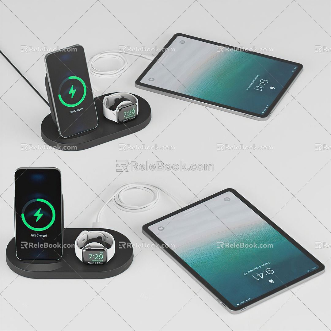 Modern Mobile Phone Apple Tablet Wireless Charger Wireless Charging Dock Mobile Phone Watch Smart Phone Smart Watch Electronics 3d model