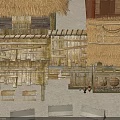 Rustic Thatched House Featuring Wooden Structure Straw Roof And Sandy Ground Platform