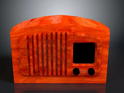 Vintage Wooden Case Radio Classic Electronic Appliance With Display Screen And Control Knobs 3d model