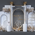 Wedding is called floral landscape European-style construction wedding props clock-in wall image wall 3d model