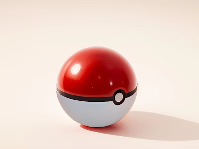 Glossy Red And White Pokeball Decorative Ornament Set For Home 3d model