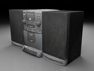 Vintage Stereo Speaker System With Dual Large Speakers Control Panel And CD Player 3d model