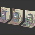 Modern Game Machine Cartoon Game Machine Cartoon Arcade 3d model