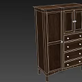 Classic Wooden Wardrobe with Double Doors and Multiple Drawers Design