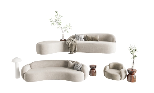 Modern Combination Sofa Cream Shaped Sofa 3d model