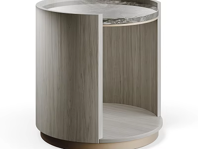 Modern Round Dressing Table With Wooden Frame And Smooth Marble Top Design 3d model