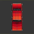 Red Pixel Art Vintage Sedan 3D Rendered with Classic Design and Shiny Finish