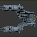 Blue Sci Fi Multi Legged Mechanical Structure With Engines And Metallic Texture