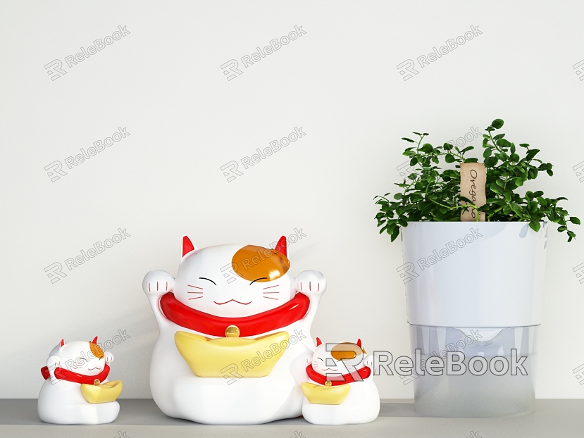 Modern lucky cat ornaments combination model