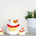 Modern lucky cat ornaments combination 3d model