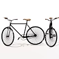 Two Classic Black Bicycles With Wooden Seats And Retro Design Features